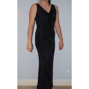 Vintage Lawrence Kazan Beaded Black Evening Gown